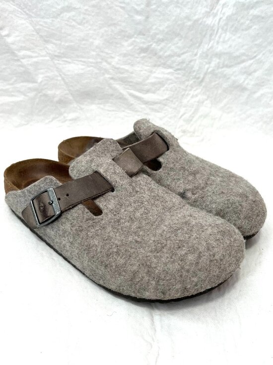 Birkenstock Shoes - Birkenstock clogs Boston 37 6 6.5 womens gray taupe felted wool slip on shoes